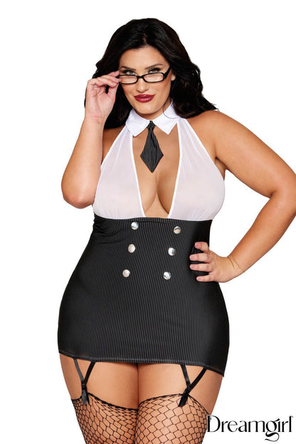 Boss Babe Babydoll In Black White - Dreamgirl
