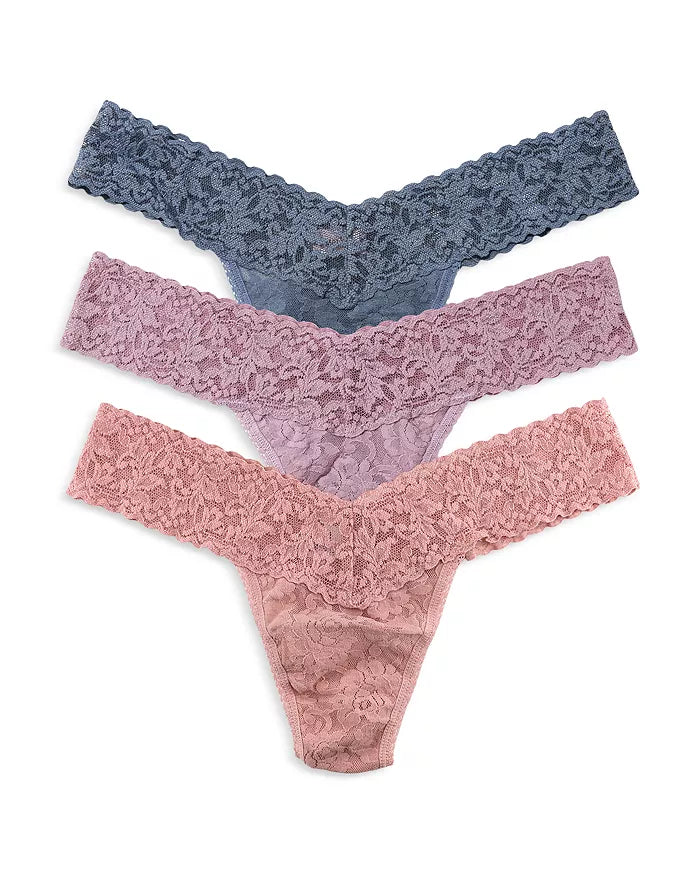 Holiday Cracker 3PK Low Rise Thongs In Apricot Crush, Water Lily & Tour Guide - Hanky Panky