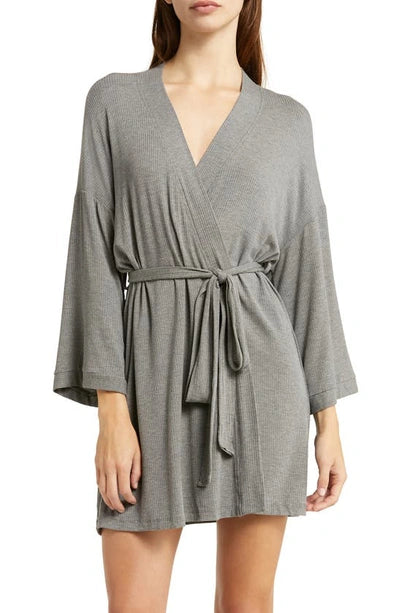 Rib Knit Robe In Heather Grey  - Honeydew Intimates
