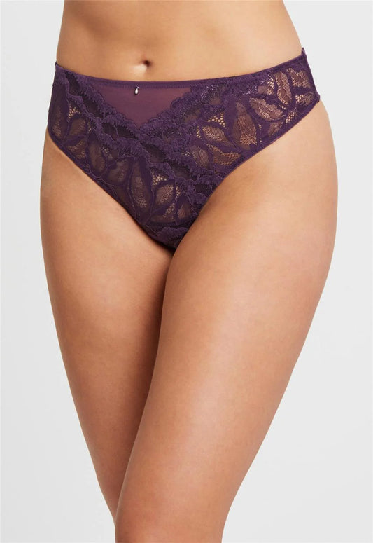Royale Lace Thong In Pinot - Montelle