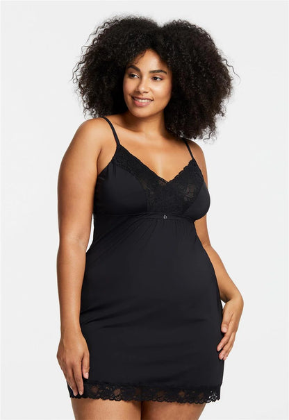 Full Bust Support Chemise In Black - Montelle