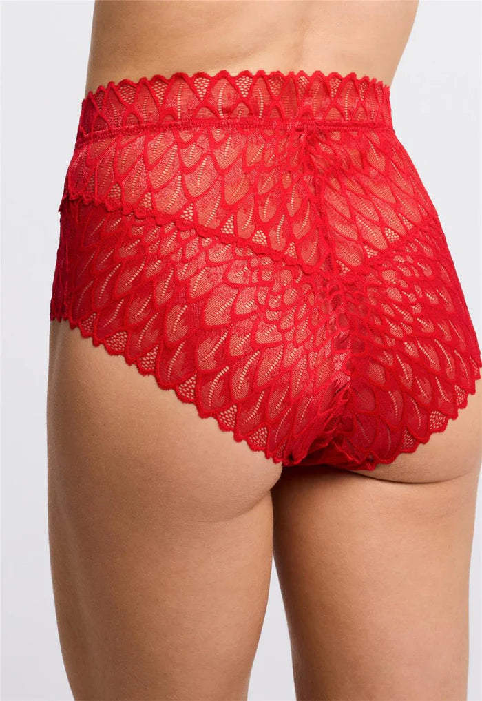 Lacy High Waist Brief In Sweet Red - Montelle