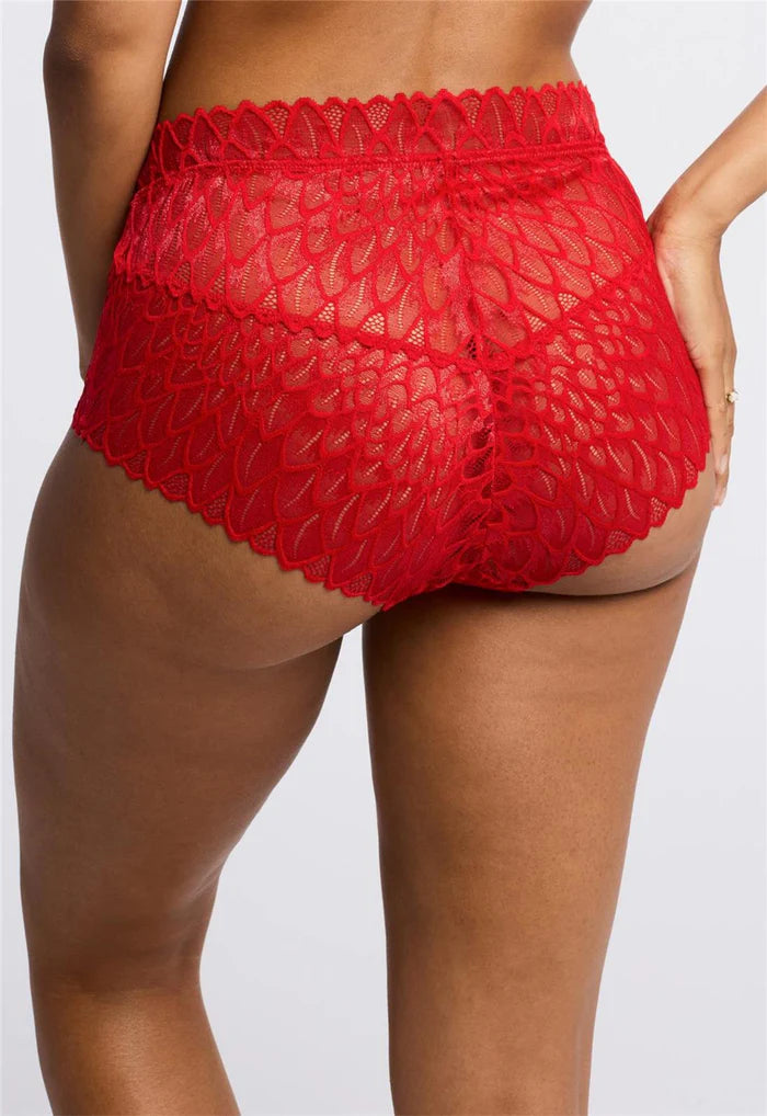 Lacy High Waist Brief In Sweet Red - Montelle