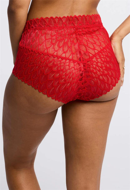 Lacy High Waist Brief In Sweet Red - Montelle
