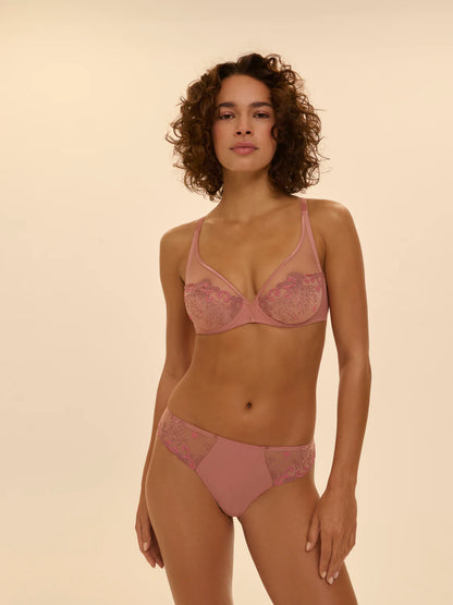 Delice Full Cup Plunge Bra in Smokey Pink - Simone Perele