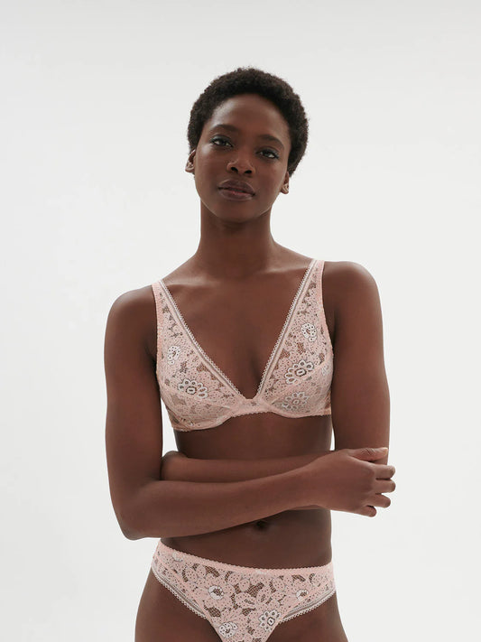 Festive Underwired Triangle Bra In Ballet Pink - Simone Perele