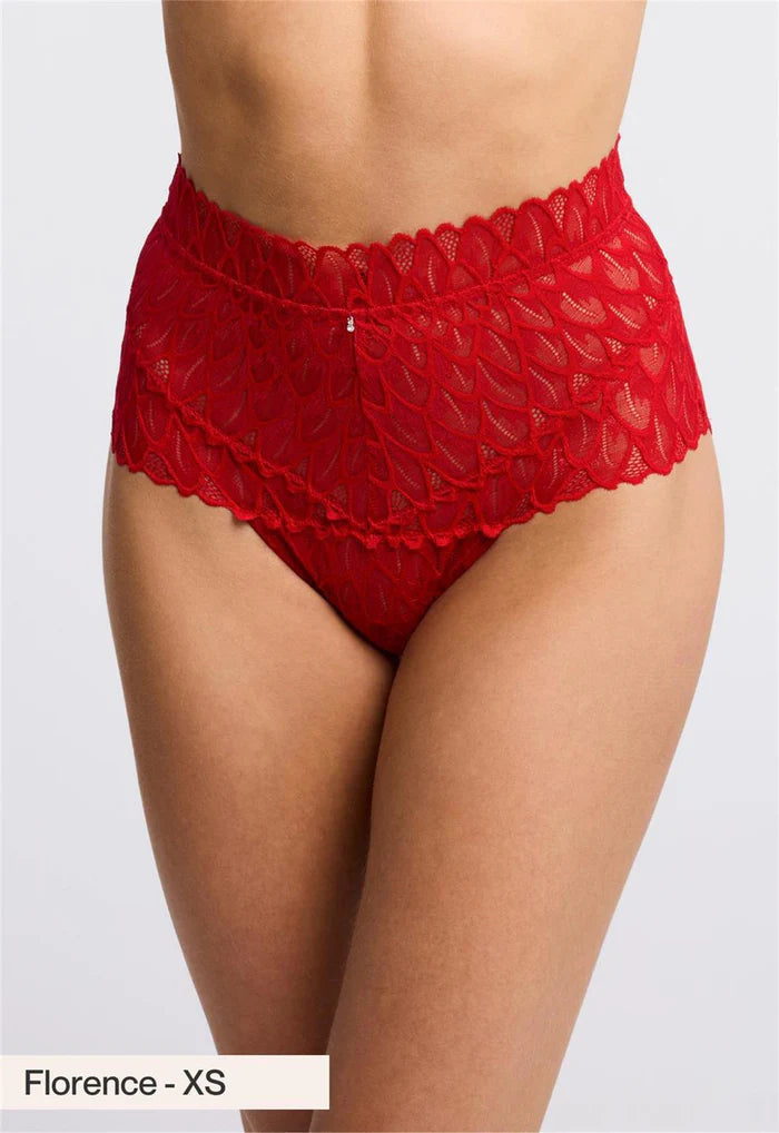 Lacy High Waist Brief In Sweet Red - Montelle
