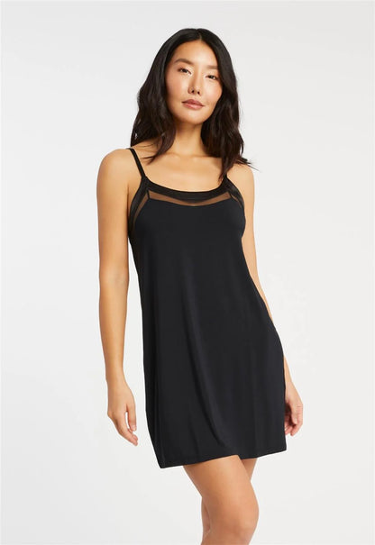 Tuxedo Slip Chemise In Black - Fleurt