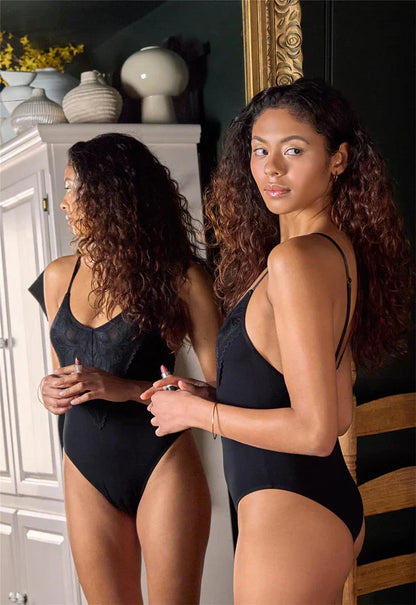 Parisian Nights Bodysuit In Black - Fleurt