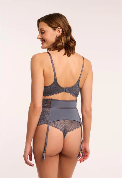 Lights Out Waist Cincher Garter In Magnet/Silver -Montelle