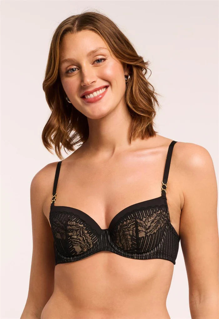 Temptation Padded Demi Bra In Black/Sand - Montelle