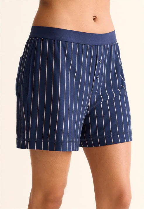 Boyfriend Boxer Short In Ink/Praline Stripe - Fleurt