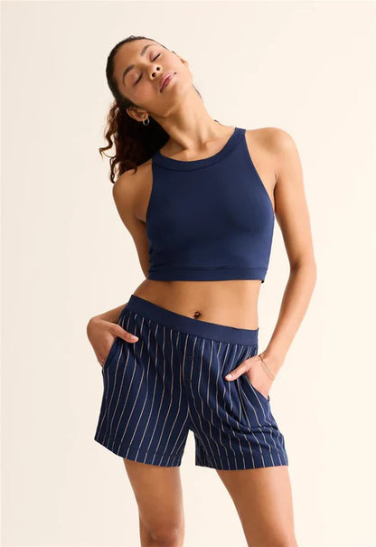 Boyfriend Boxer Short In Ink/Praline Stripe - Fleurt