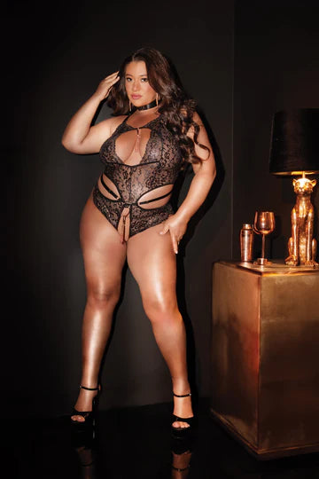 Pleasure Crotchless Teddy In Black - Coquette