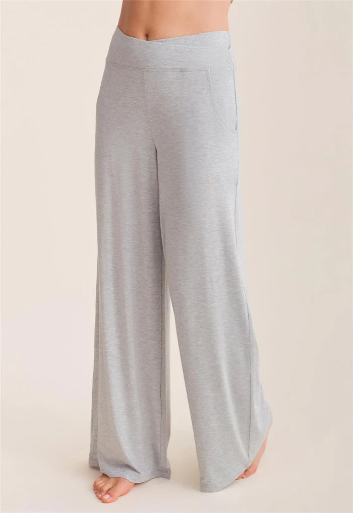 Flared Leg Pant with Pockets in Heather Grey - Fleurt