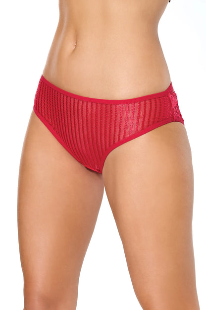 Pinstripe Mesh with Scallop Lace Panty - Coquette