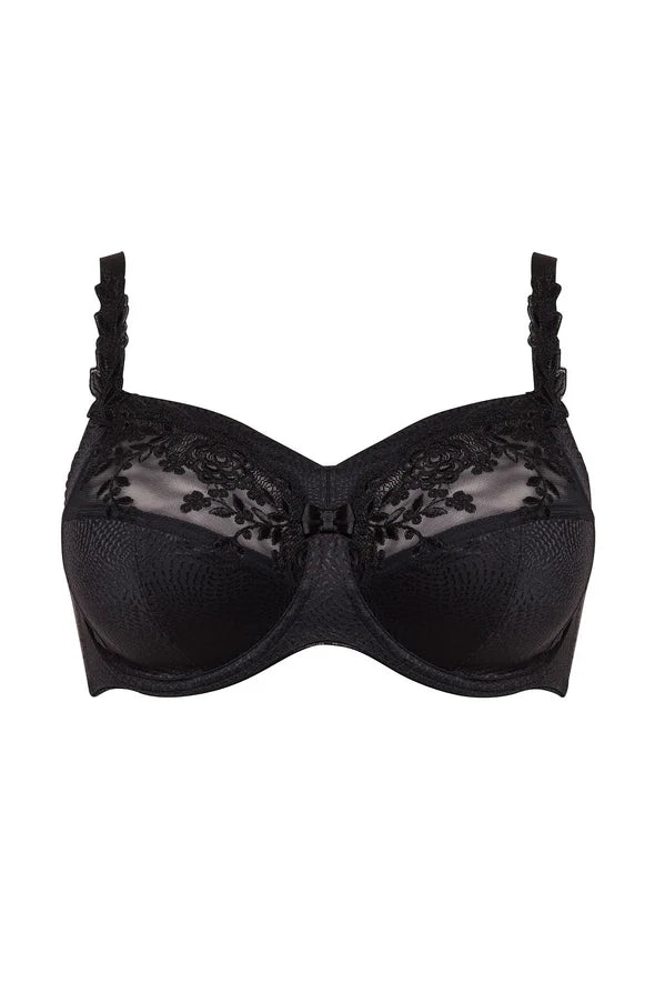 Ella Sheer Panel Underwire Bra In Black - Ulla