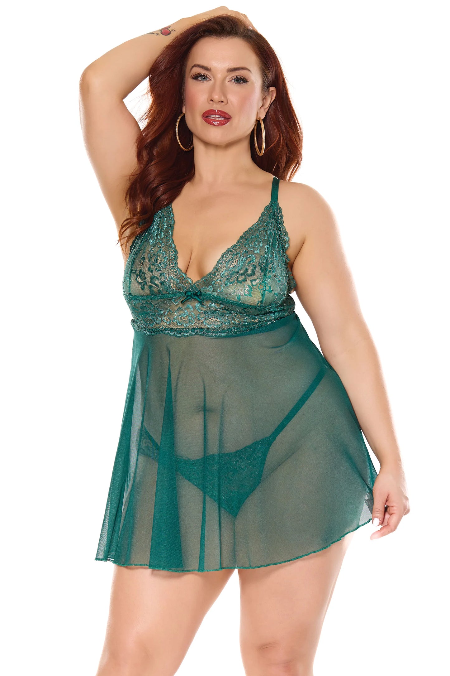 Baby Doll & G-String in Green - Coquette