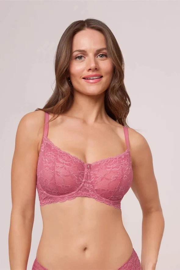 Flirt Demi Lace Bra In Lipstick - Montelle