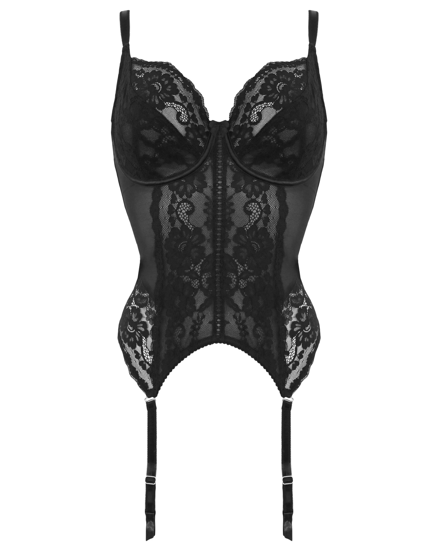 Fleur Non Padded Underwire Balcony Basque In Black - Pour Moi