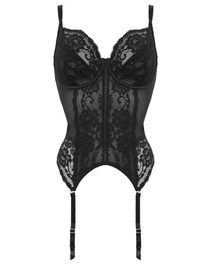 Fleur Non Padded Underwire Balcony Basque In Black - Pour Moi