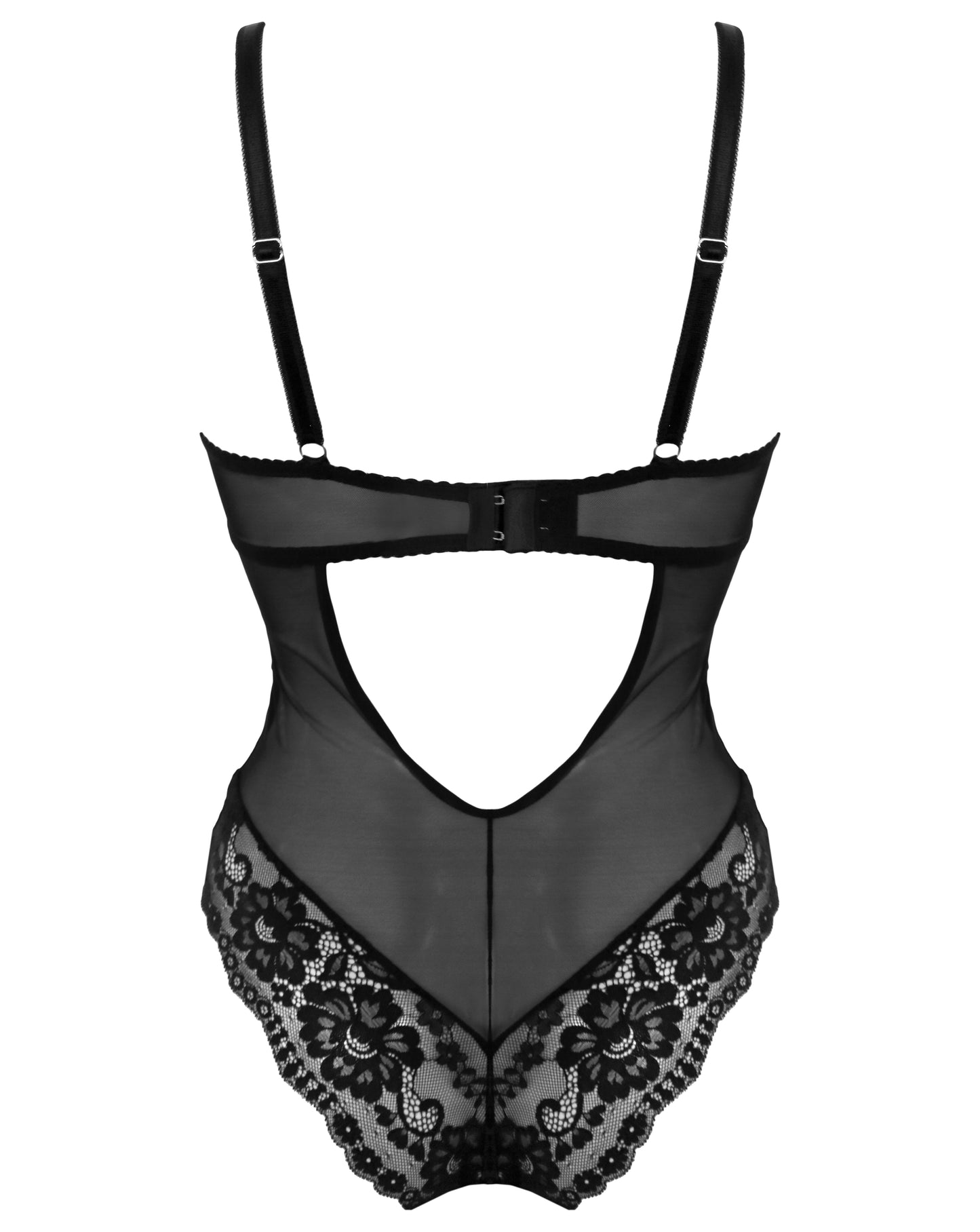 Fleur Half Padded Underwire Bodysuit In Black - Pour Moi