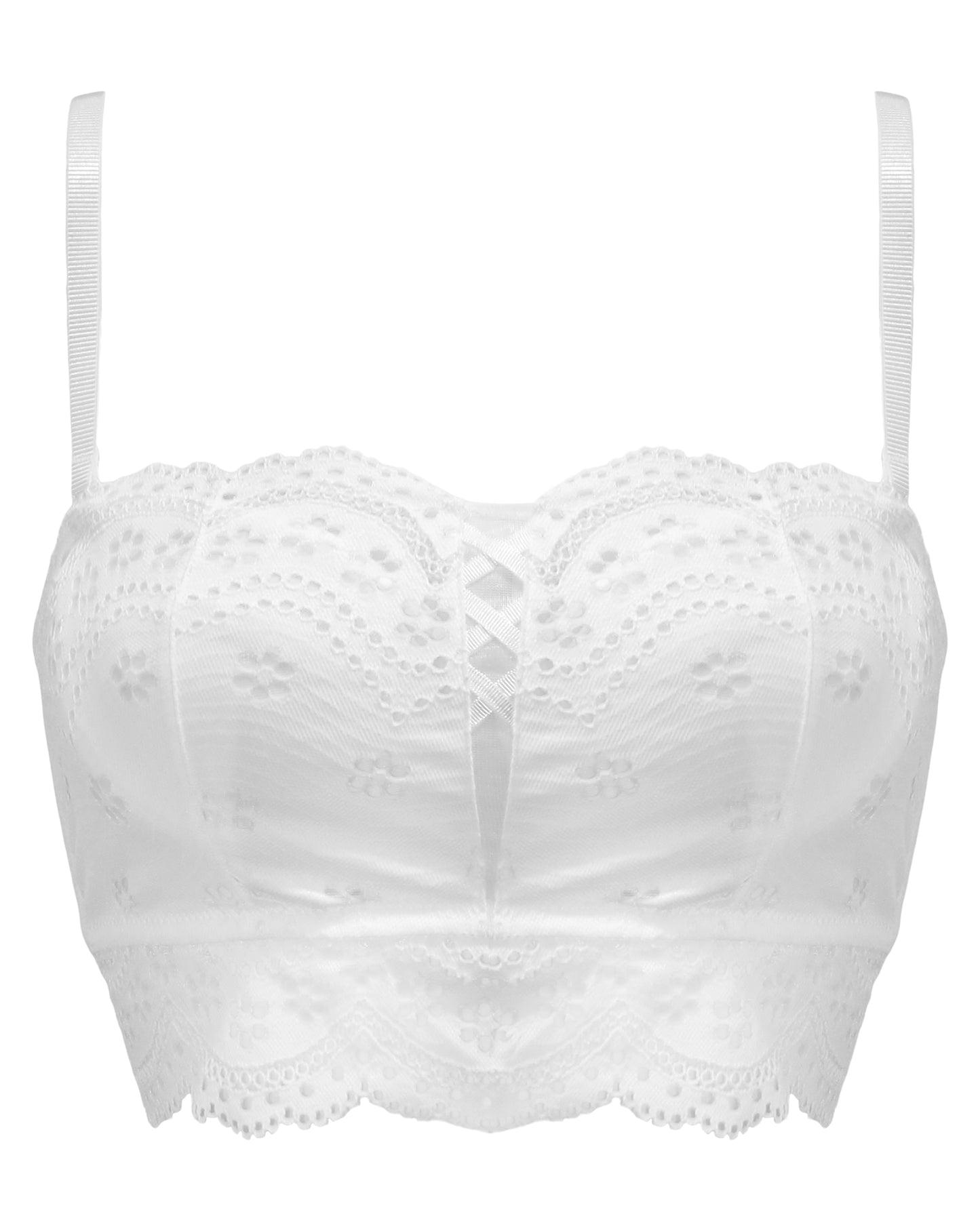 Swoon Strapless Longline Bra In White - Pour Moi