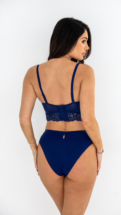 Swoon Strapless Longline Bra In Navy - Pour Moi