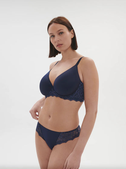 Caresse 3D Spacer Plunge T-Shirt Bra In Ink Blue - Simone Perele