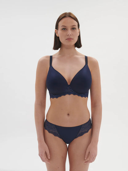 Caresse 3D Spacer Plunge T-Shirt Bra In Ink Blue - Simone Perele