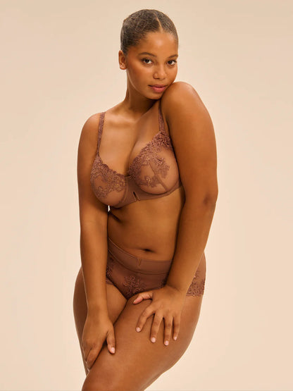 Saga Half Cup Bra In Tender Brown - Simone Perele