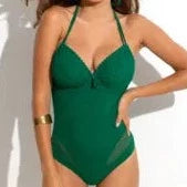 Castaway Adjustable Halter Underwired Swimsuit In Forest - Pour Moi