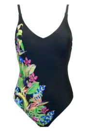 St Lucia Scoop Neck Control Swimsuit In Black - Pour Moi