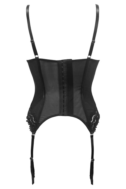 Lavish Padded Push Up Underwired Basque In Black - Pour Moi