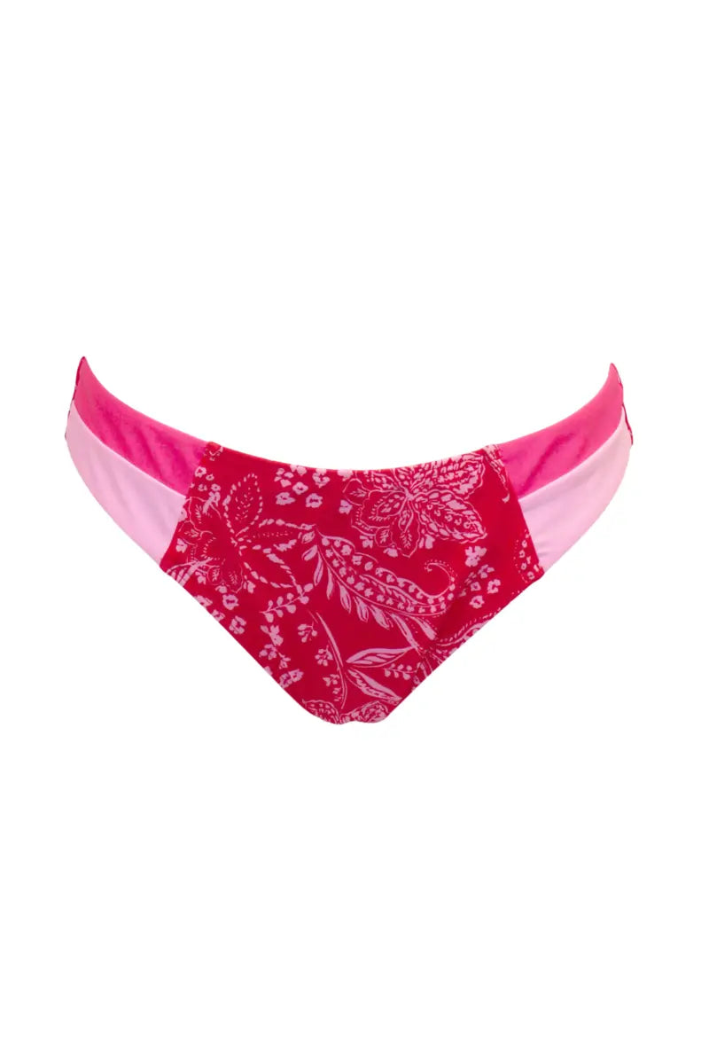 Palm Springs Colour Block Tab Brief In Red & Pink - Pour Moi, front view of Product picture with white background