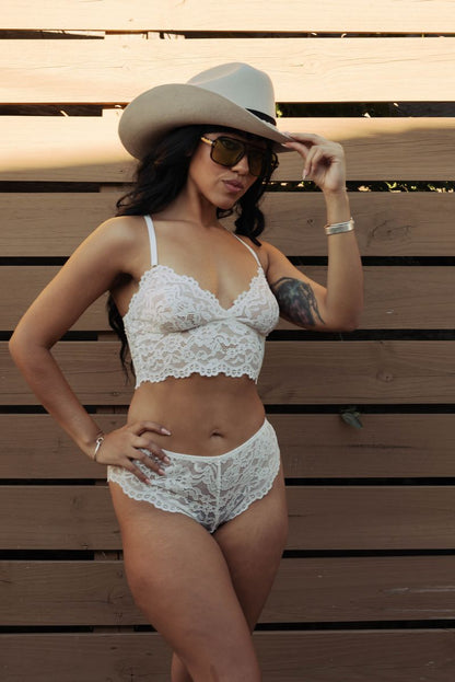 The Lace Hipster in White - Kilo Brava