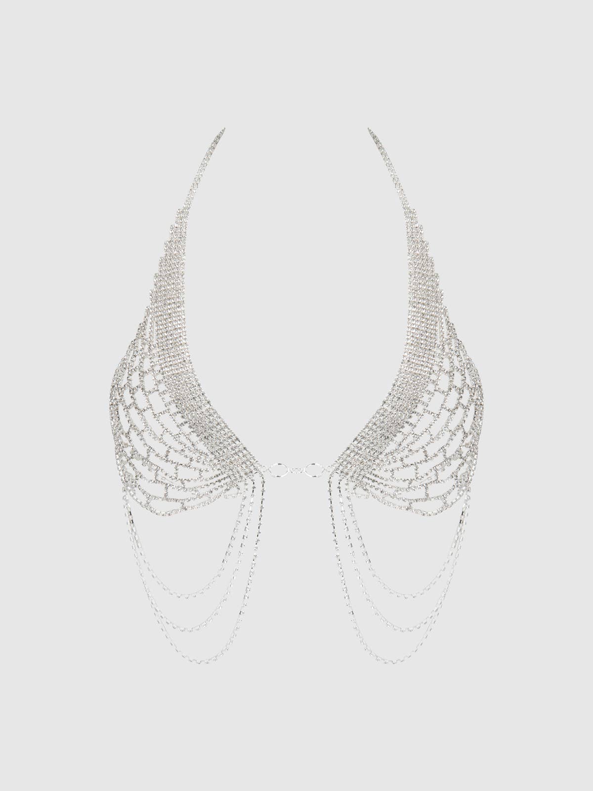 Rhinestone Net Open Front Halter - House of Desire
