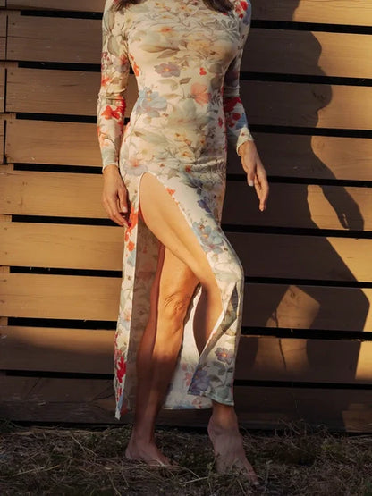 The Mesh Maxi Dress in Honeybee Floral - Kilo Brava