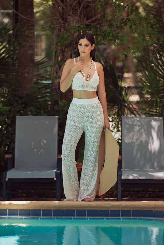 The Lace LongLine Bralette in White - Kilo Brava