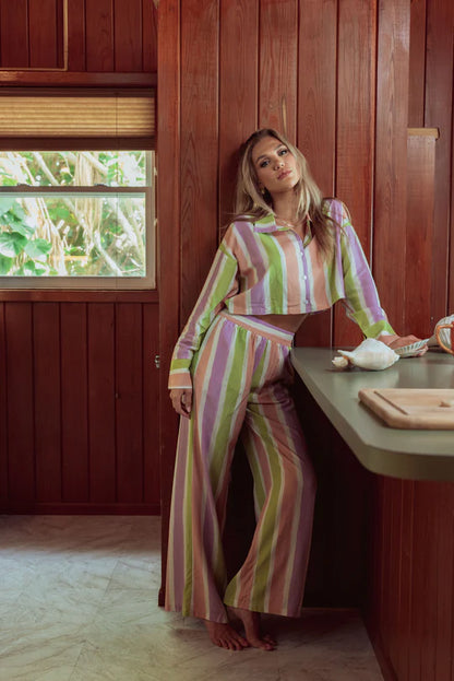 Cotton PJ Set In Painted Stripe - Kilo Brava