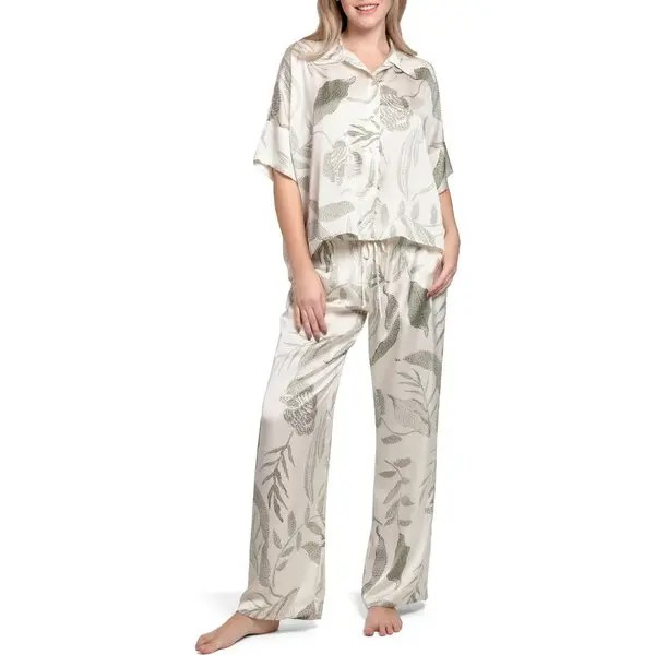 Emma Seagrass Pajama Set In Seagrass Cream - Midnight Bakery