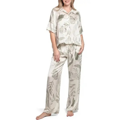 Emma Seagrass Pajama Set In Seagrass Cream - Midnight Bakery