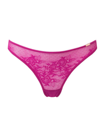 Glossies Lace Thong In Vivid Fuchsia - Gossard