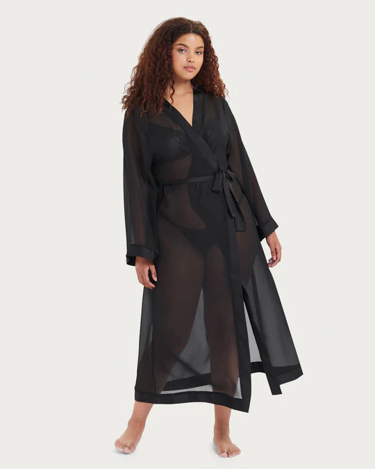 Marcella Long Kimono In Black - Bluebella