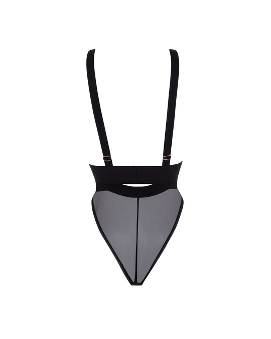 Topaz Strappy Sheer Bodysuit In Black - Bluebella