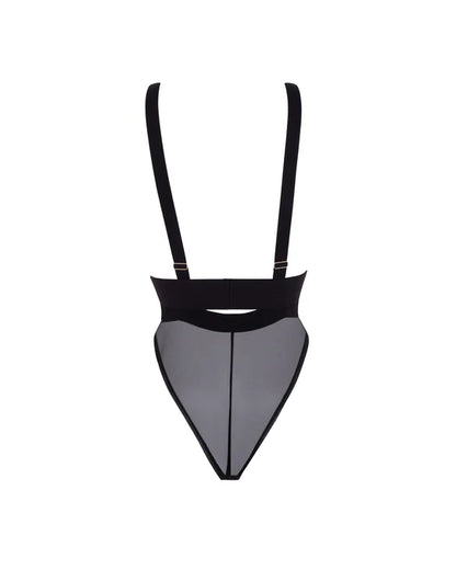 Topaz Strappy Sheer Bodysuit In Black - Bluebella