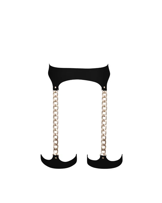 Lotus Thigh Harness In Black/Gold- Bluebella