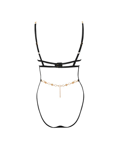 Azalea Open Bodysuit In Black/Gold- Bluebella
