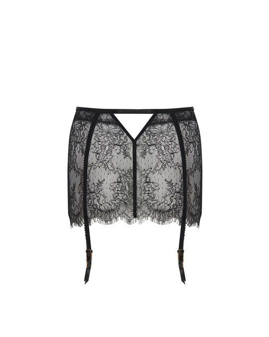 Camelia Skirt Suspender In Black- Bluebella