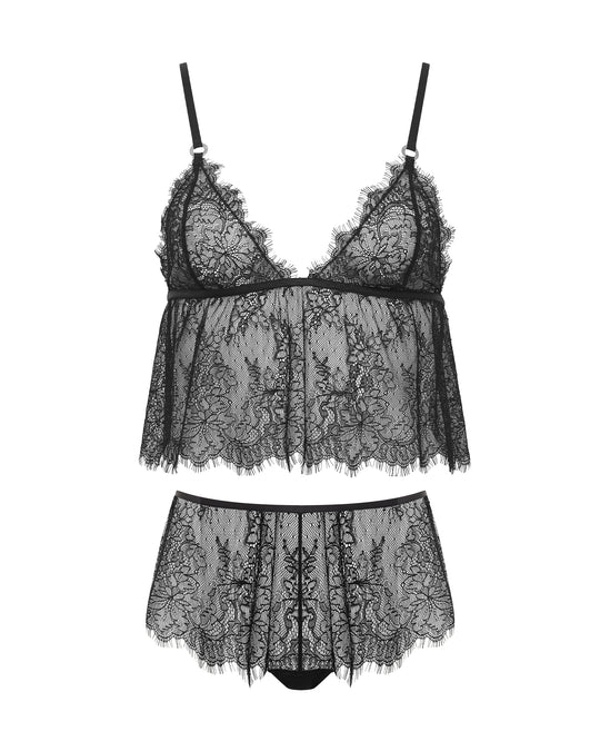 Peony Cami and Short Set In Black - Bluebella